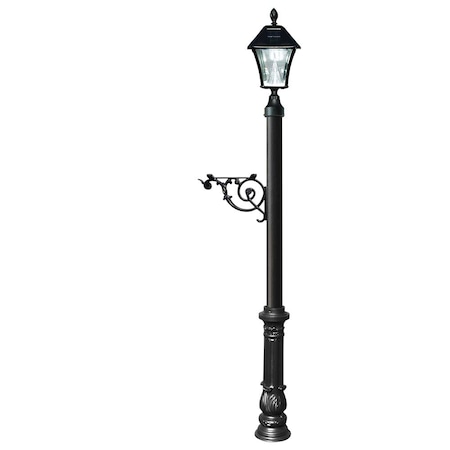 Qualarc Post System Only w/Bayview Solar Lamp, support bracket, ornate base LPST-700-SL-BL